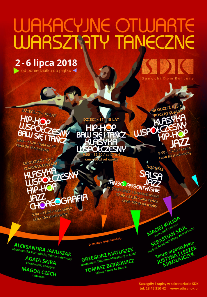 wakacyjne  otwarte warsztaty taneczne plakat