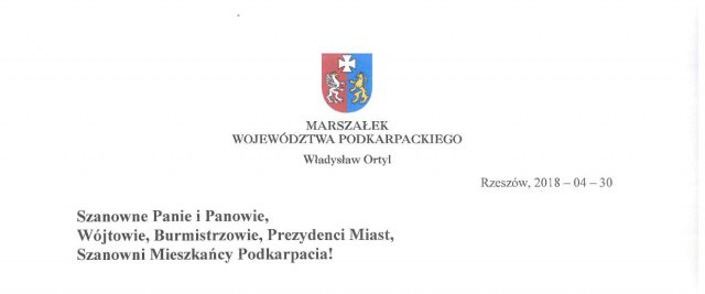 List Marszałka Władysława Ortyla z okazji Święta Konstytucji